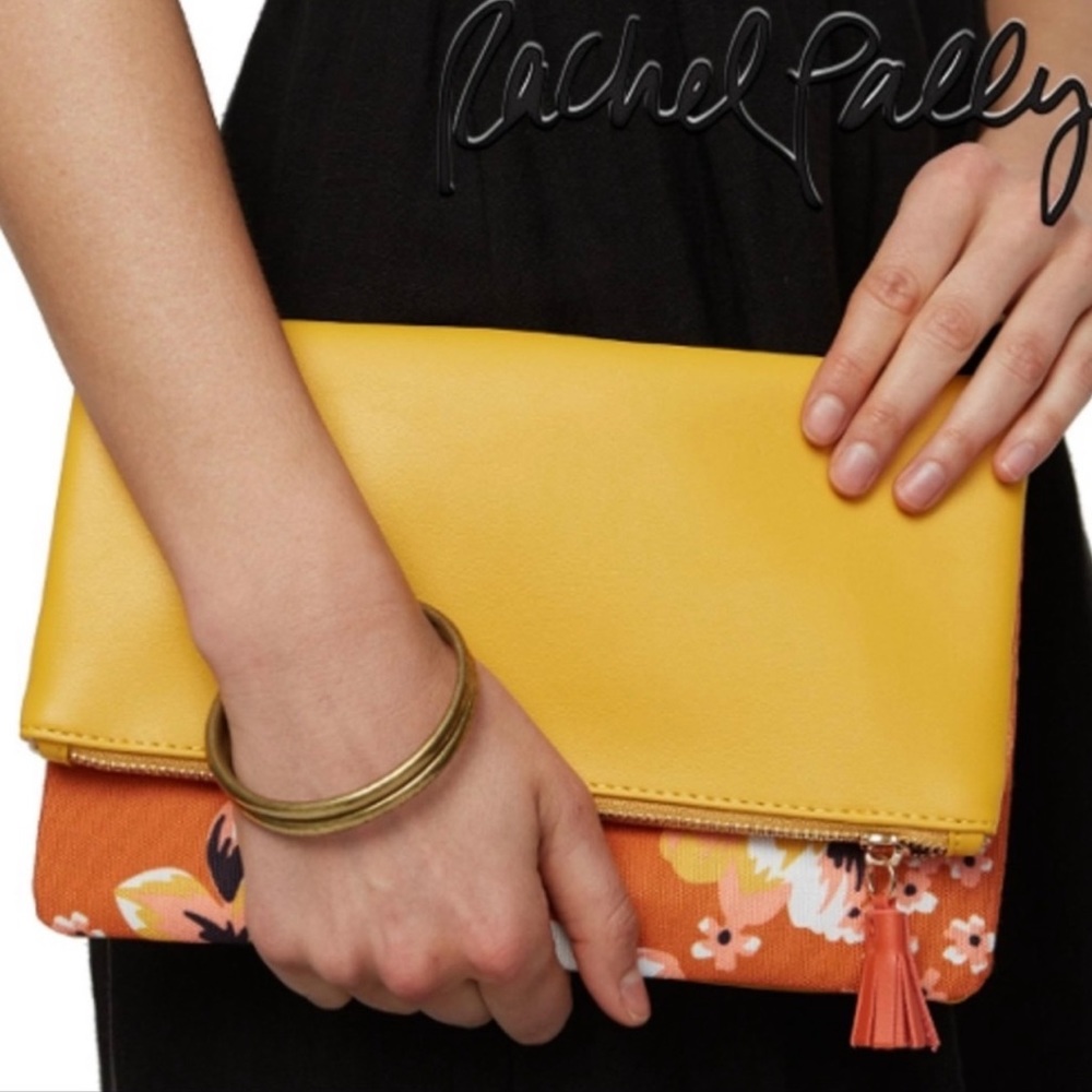 RACHEL PALLY Zahara Yellow and Orange Spring Floral Reversible Clutch Purse Bag